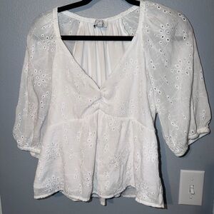 sofia by sofia vergara White Eyelet Peplum Blouse
